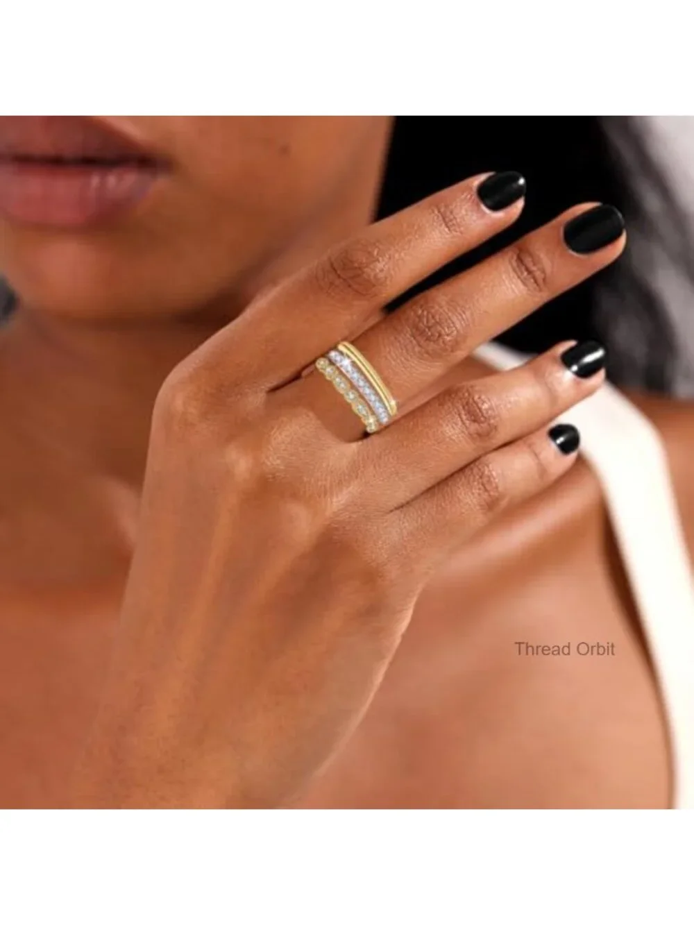 8Pcs 14K Gold Plated Stackable Rings with Cubic Zirconia for Women